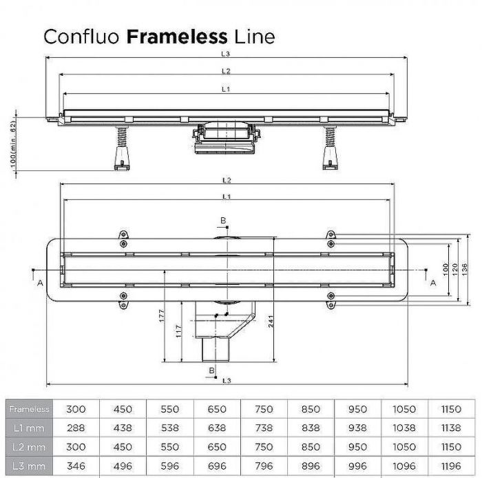 Душевой лоток Pestan Confluo Frameless Line 650 Black Matte 13701320 с решеткой Черный матовый / полая под плитку