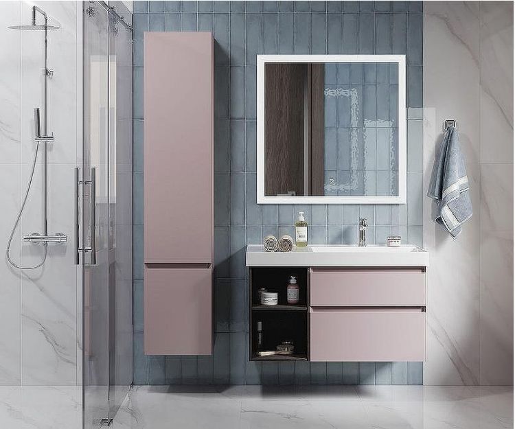 Шкаф пенал Kerama Marazzi Cubo 35 L CUB.165Lh\MAL подвесной Мальва матовая