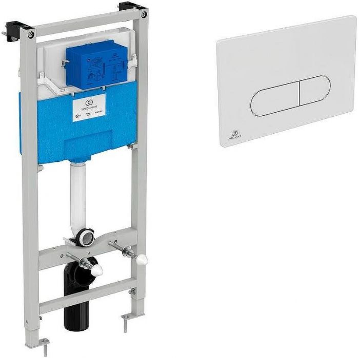 Комплект унитаза с инсталляцией Ideal Standard Tesi Aqua Blade T3868V1/115AC с сиденьем Микролифт и Белой клавишей смыва