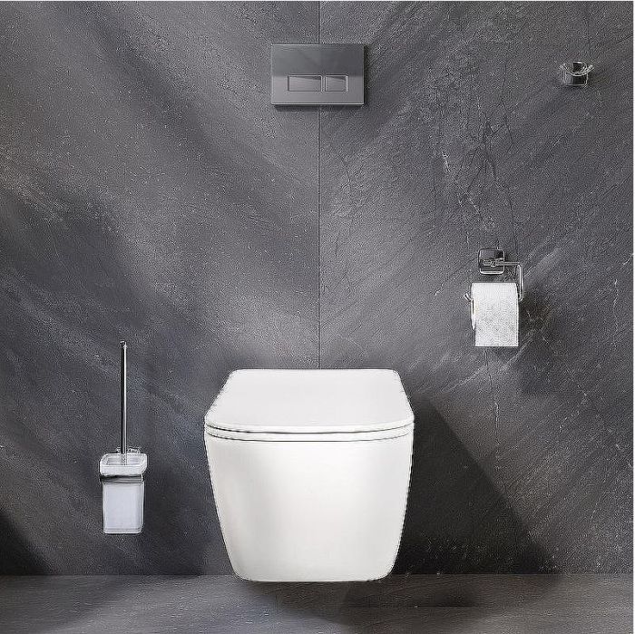 Комплект унитаза WellWant Tesoro WWU01111W с инсталляцией Tece Now 9400414 с сиденьем Микролифт и Черной матовой клавишей смыва