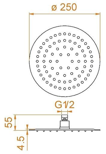 Верхний душ RGW Shower Panels SP-81-25 21148125-01 Хром