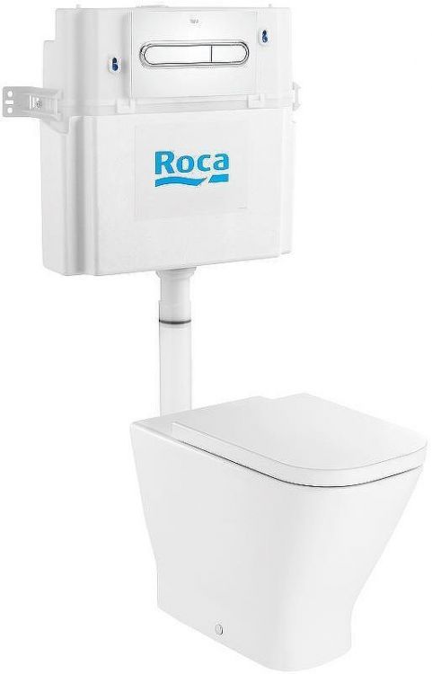 Комплект унитаза со смывным бачком Roca The Gap 893109000 с сиденьем Микролифт и клавишей смыва Хром Комплект унитаза со смывным бачком Roca The Gap 893109000 с сиденьем Микролифт и клавишей смыва Хром