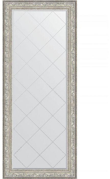 Зеркало Evoform Exclusive-G Floor 205х85 BY 6336 с гравировкой в багетной раме - Виньетка серебро 109