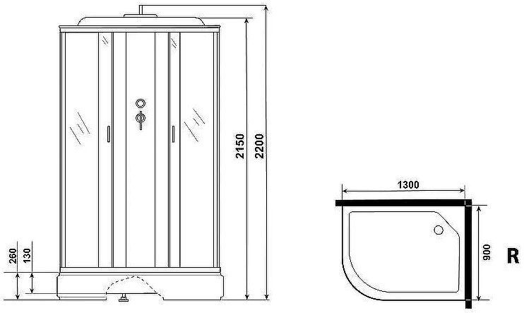 Душевая кабина Niagara Classic 130х90 R NG-33394-14RG с гидромассажем