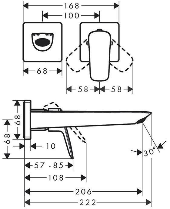 Hansgrohe Logis Смеситель для раковины, настенный, с донным клапаном, цвет: хром