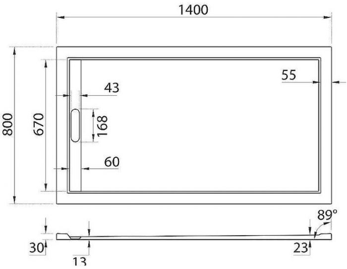 Душевой поддон из искусственного камня Cezares Tray AS 140х80 TRAY-AS-AH-140/80-30-W Белый