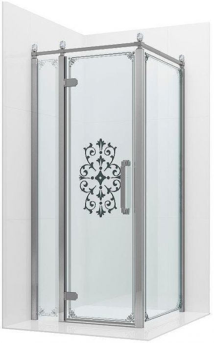 Душевой уголок Ambassador Royal 90x90 18015108-L профиль Хром стекло прозрачное с рисунком