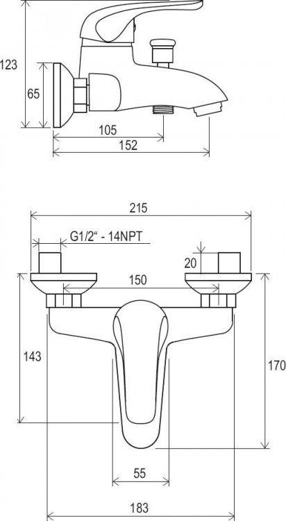 Смеситель для ванны Ravak Rosa RS 022.00/150 X070011 Смеситель для ванны Ravak Rosa RS 022.00/150 X070011