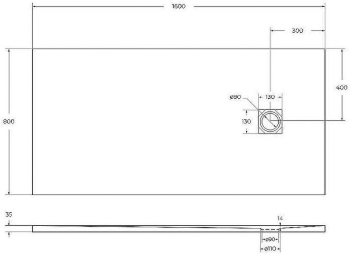 Душевой поддон из искусственного камня BelBagno Uno 160x80 TRAY-MR-UNO-AH-160/80-35-W Белый