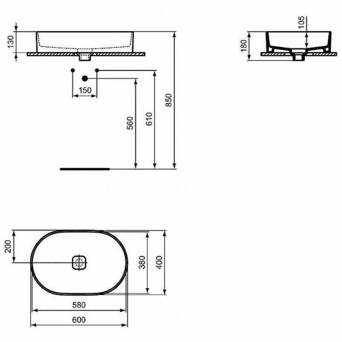 Раковина-чаша Ideal Standard Strada II Oval Vessel 60 T298101 Euro White