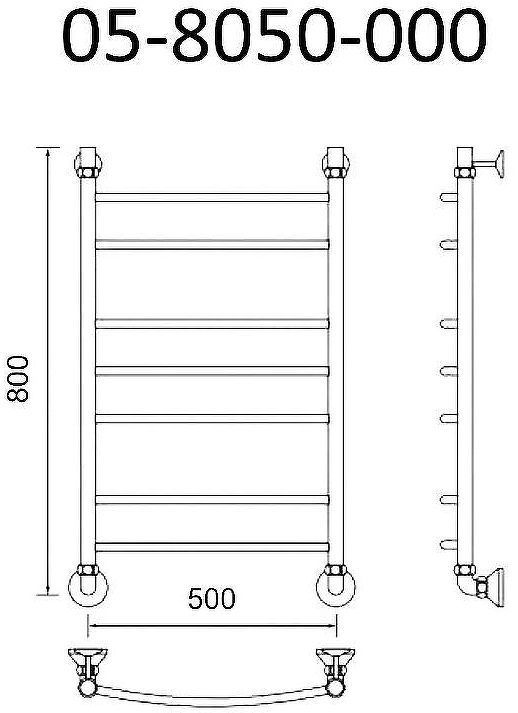 Водяной полотенцесушитель Маргроид Вид 5 800x500 05-8050-000 Хром