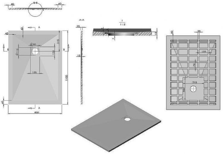 Душевой поддон из искусственного камня Vincea 110x80 VST-4SR8011A Антрацит