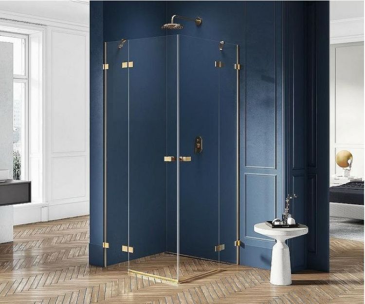 Душевой уголок New Trendy Avexa Gold 120х90 EXK-1789 профиль Брашированное золото стекло прозрачное