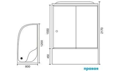 Душевая кабина Royal Bath RB 8120BK6-BT-CH (черное/прозрачное) правая
