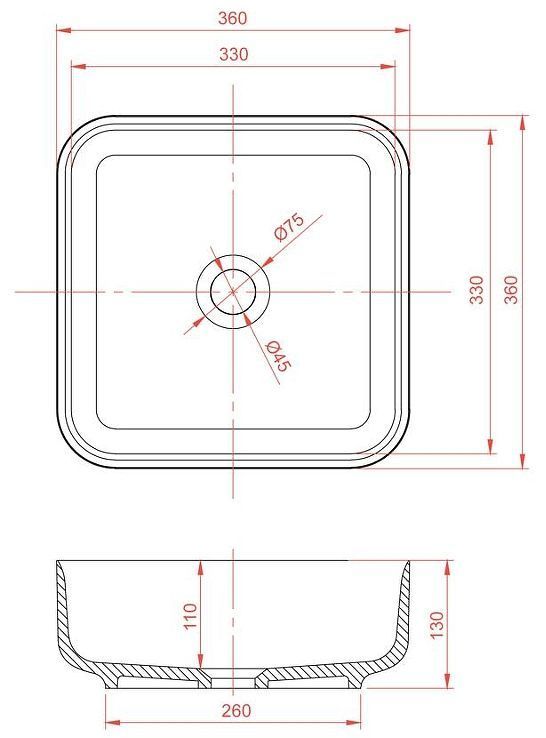 Раковина-чаша Montebianco Loreto Piazza 36 12018 цвет Белый матовый