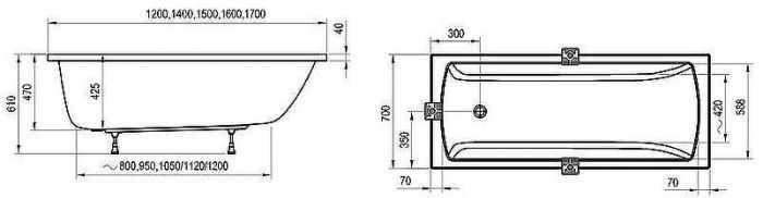 Акриловая ванна Ravak Classic II 170x70 CC51000000 без гидромассажа