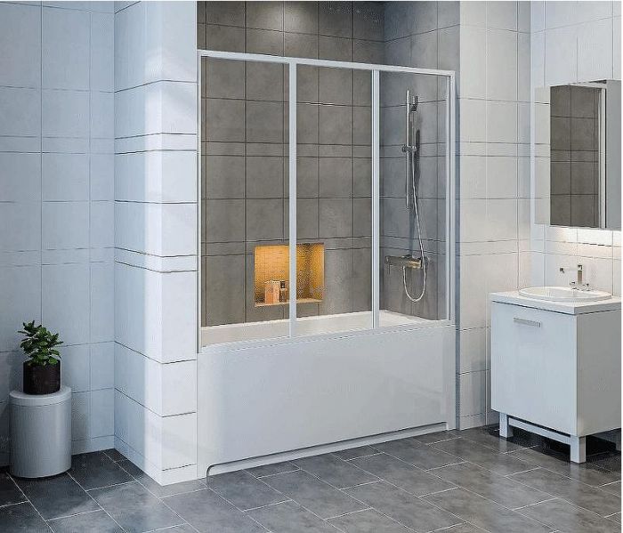 Шторка на ванну Bas Тесса 140 ШТ00070 профиль Белый стекло прозрачное