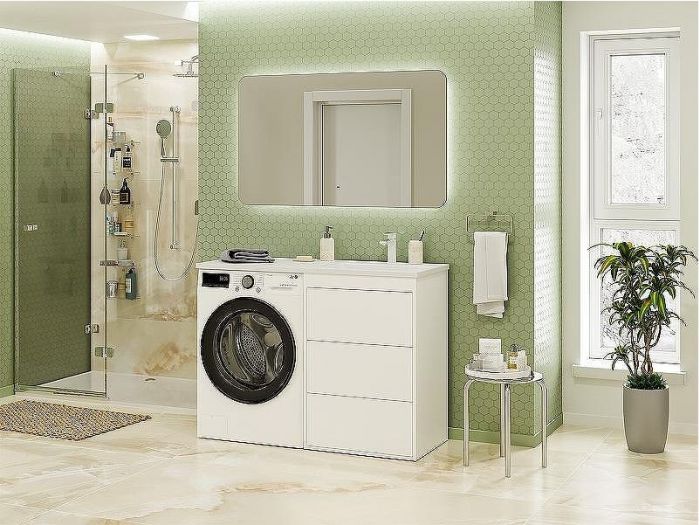 Тумба с раковиной Brevita Grafit 120 R УТ000015421 Белая матовая