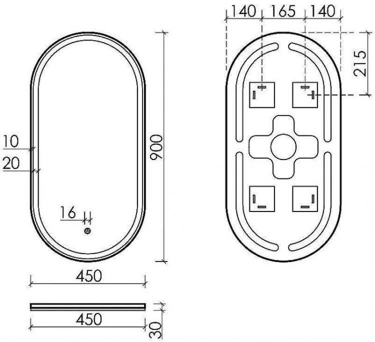 Зеркало Sancos Oval 45 OV45F с подсветкой с сенсорным выключателем и диммером