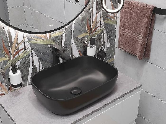 Зеркало Cersanit Eclipse 80 64147 с подсветкой Черное с датчиком движения