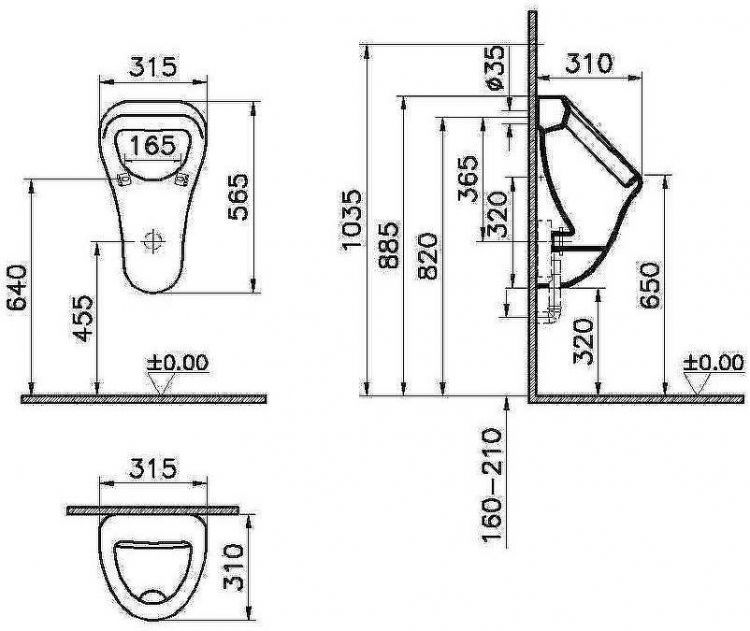 Писсуар Vitra Arkitekt 6201B003-0199 подвесной Белый