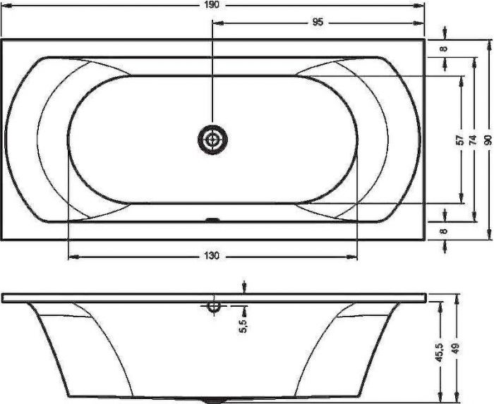 Акриловая ванна Riho Lima 190x90 B053001005 (BB4800500000000) без гидромассажа