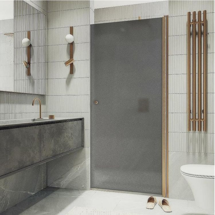 Душевая дверь Maybah Glass MGD-801-2 600x1980 на монопетле Бронза стекло графитовое матовое