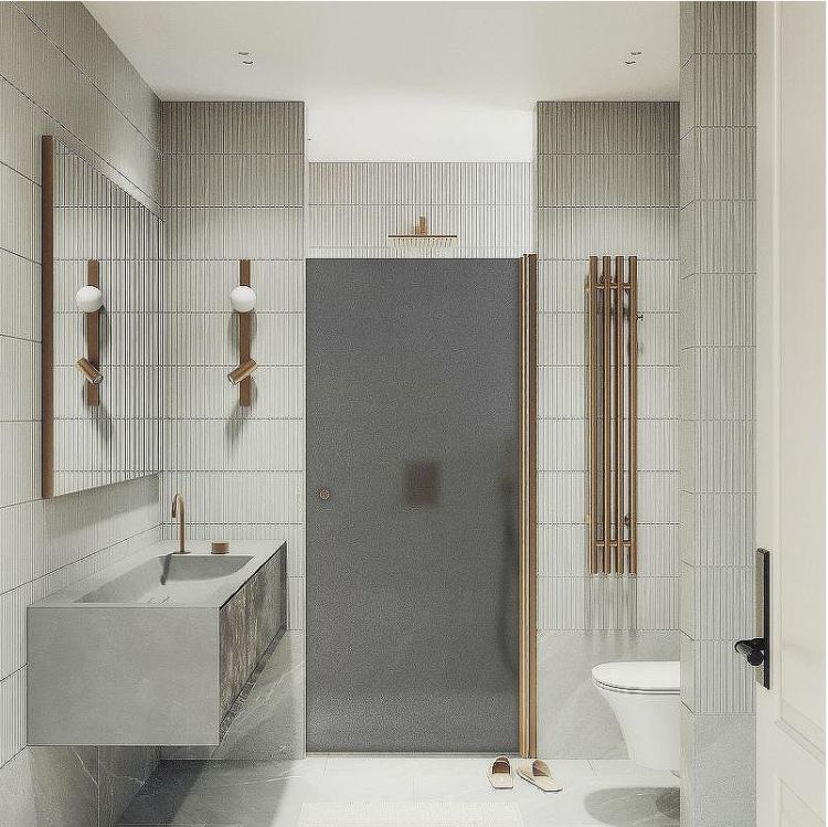 Душевая дверь Maybah Glass MGD-801-2 600x1980 на монопетле Бронза стекло графитовое матовое