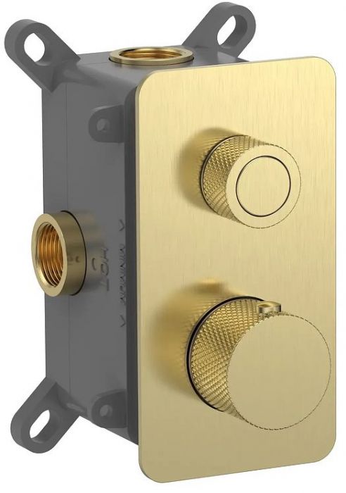 Смеситель для душа AQUAme AQM8810BG с термостатом цвет Шлифованное золото