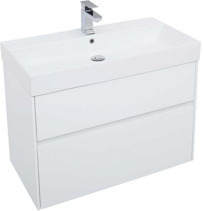 Тумба с раковиной Aquanet Бруклин 85 212598 подвесная Белая