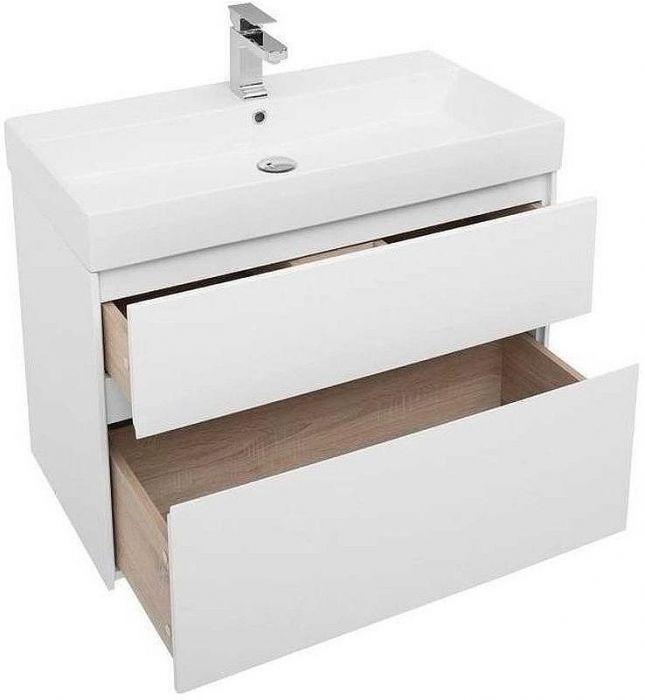 Тумба с раковиной Aquanet Бруклин 85 212598 подвесная Белая