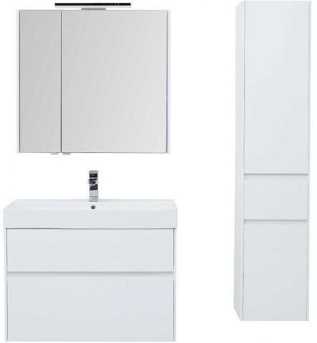 Тумба с раковиной Aquanet Бруклин 85 212598 подвесная Белая