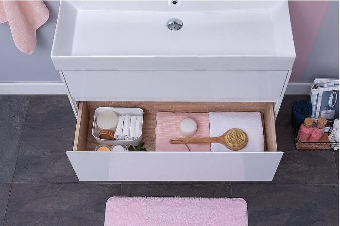 Тумба с раковиной Aquanet Бруклин 85 212598 подвесная Белая