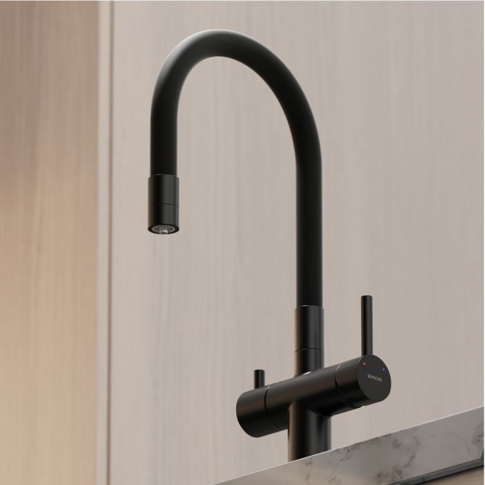 Смеситель для кухни Sancos Lucia с гибким изливом, цвет матовый черный/черный, SC4004MB