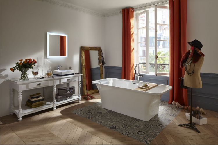 Отдельностоящая ванна Jacob Delafon Elite в дизайне ванной комнаты Отдельностоящая ванна Jacob Delafon Elite в дизайне ванной комнаты