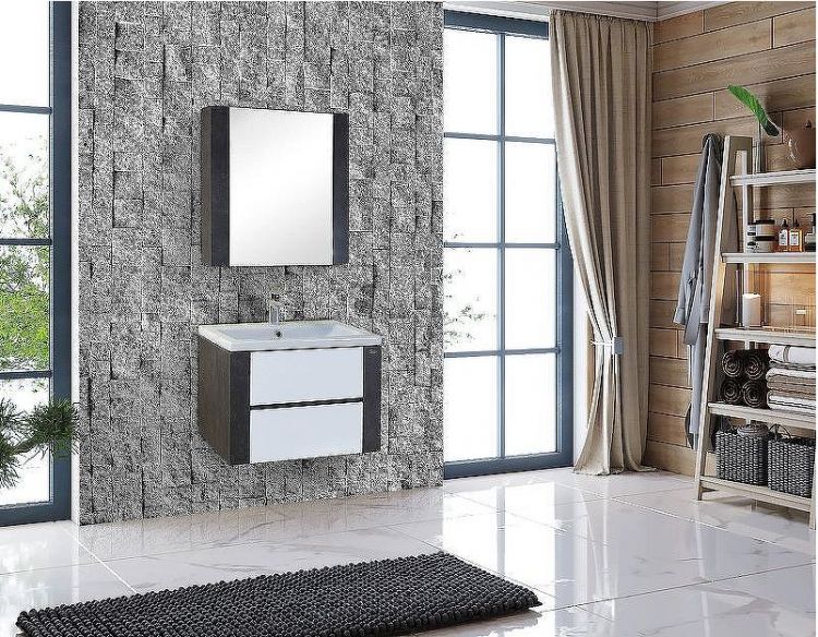 Зеркальный шкаф Onika Стоун 70.00 207034 Темный бетон