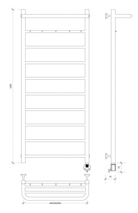 Полотенцесушитель электрический Secado Триада 1 КСП 120x60 хром