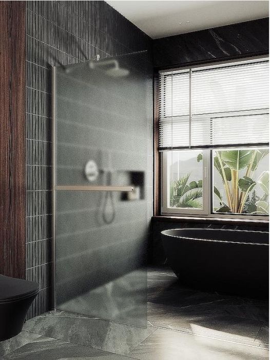 Душевая перегородка Maybah Glass MGD-737-5ш 890x1950 в широком профиле Хром матовый стекло сатиновое