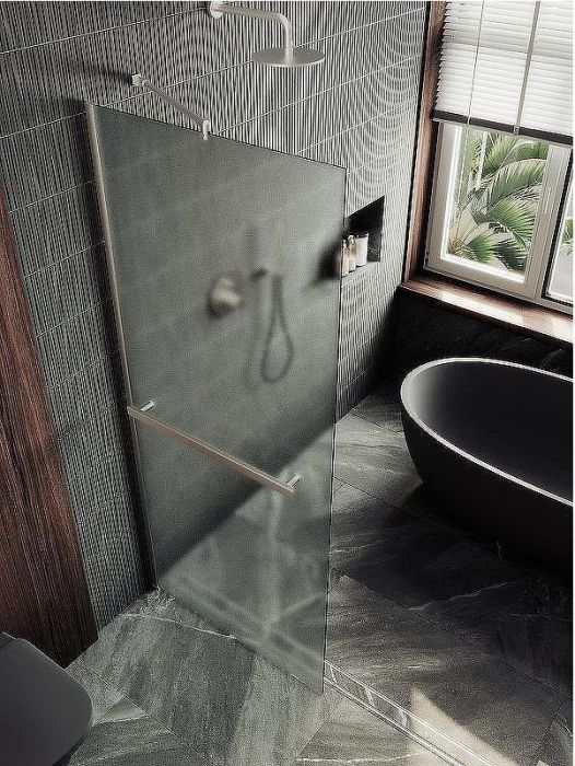 Душевая перегородка Maybah Glass MGD-737-5ш 890x1950 в широком профиле Хром матовый стекло сатиновое