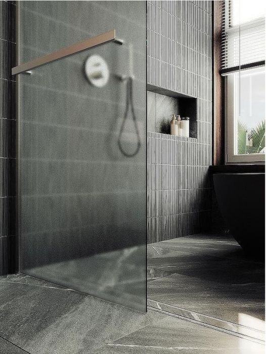 Душевая перегородка Maybah Glass MGD-737-5ш 890x1950 в широком профиле Хром матовый стекло сатиновое