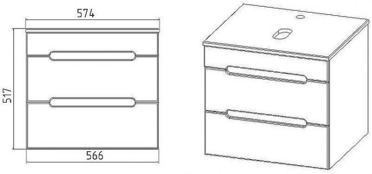 Тумба под раковину VIANT Марсель 57 VMAR57N-T2YP подвесная Белая