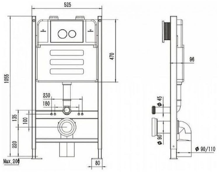 Инсталляция Maretti AC11P5014 для унитаза без клавиши смыва Инсталляция Maretti AC11P5014 для унитаза без клавиши смыва