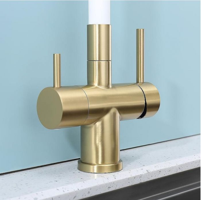 Смеситель для кухни Splenka S70.64.03 Золото матовое Белый