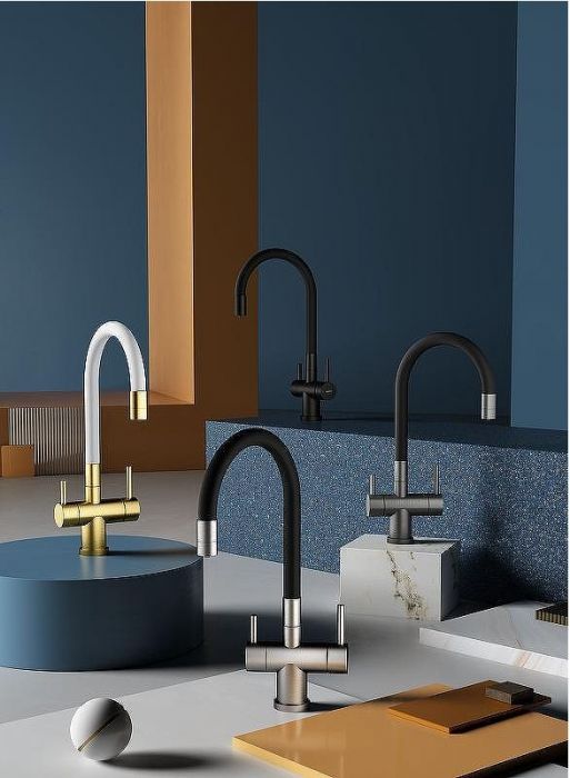 Смеситель для кухни Splenka S70.64.03 Золото матовое Белый