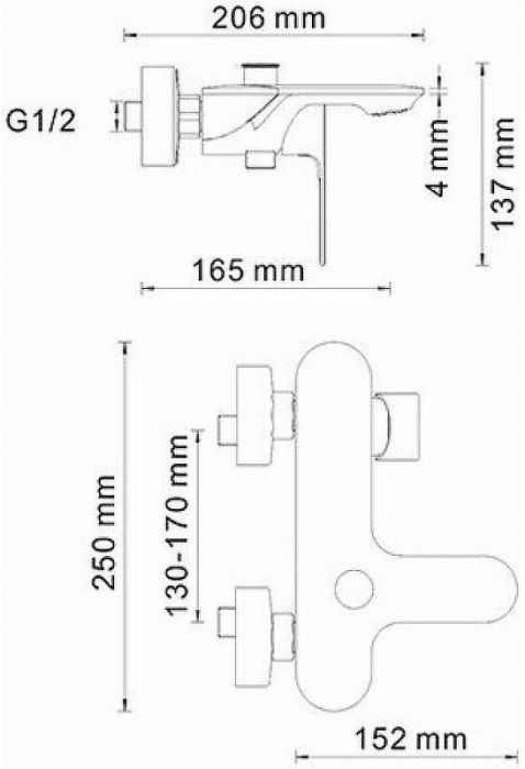 Смеситель для ванны WasserKRAFT Dinkel 5801 Хром