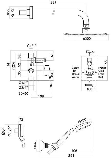 Душевая система Fiore Kevon 81NN7557 цвет Черный матовый