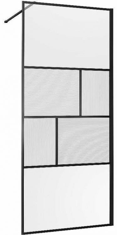 Душевая перегородка Vincea Walk-In 90 VSW-1HC900CFB профиль Черный матовый стекло прозрачное/рифленое