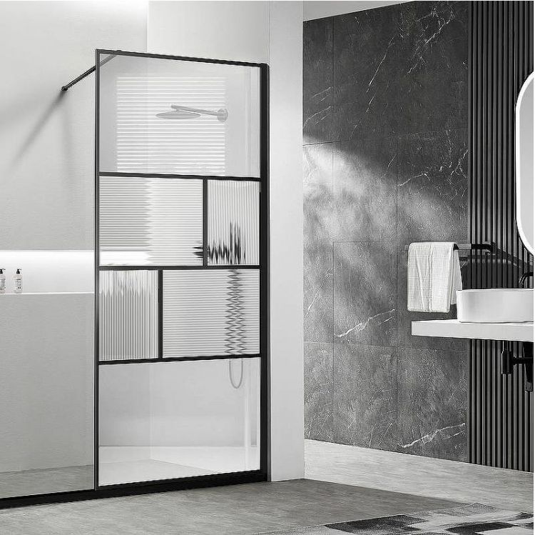 Душевая перегородка Vincea Walk-In 90 VSW-1HC900CFB профиль Черный матовый стекло прозрачное/рифленое