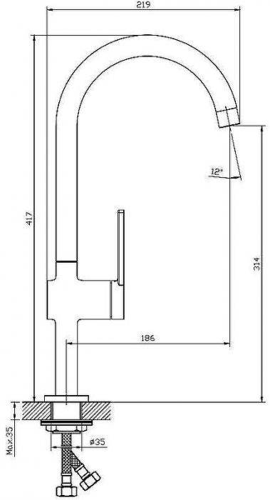 Смеситель для кухни Orange Splito M36-000cr Хром
