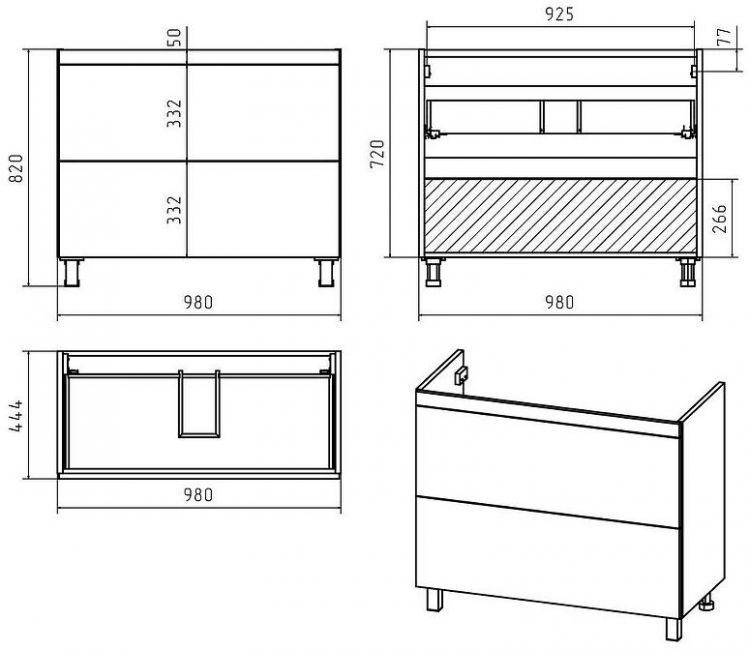 Тумба с раковиной Misty Атлантик 100 УТ000012714 Белая